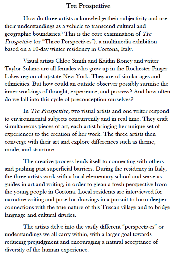 Tre Prospettive artists statement